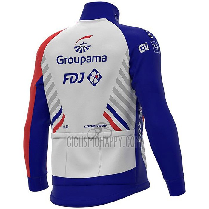 Groupama FDJ Cycling Jersey Bib Tight 2020 Long Sleeve White Deep Blue Red